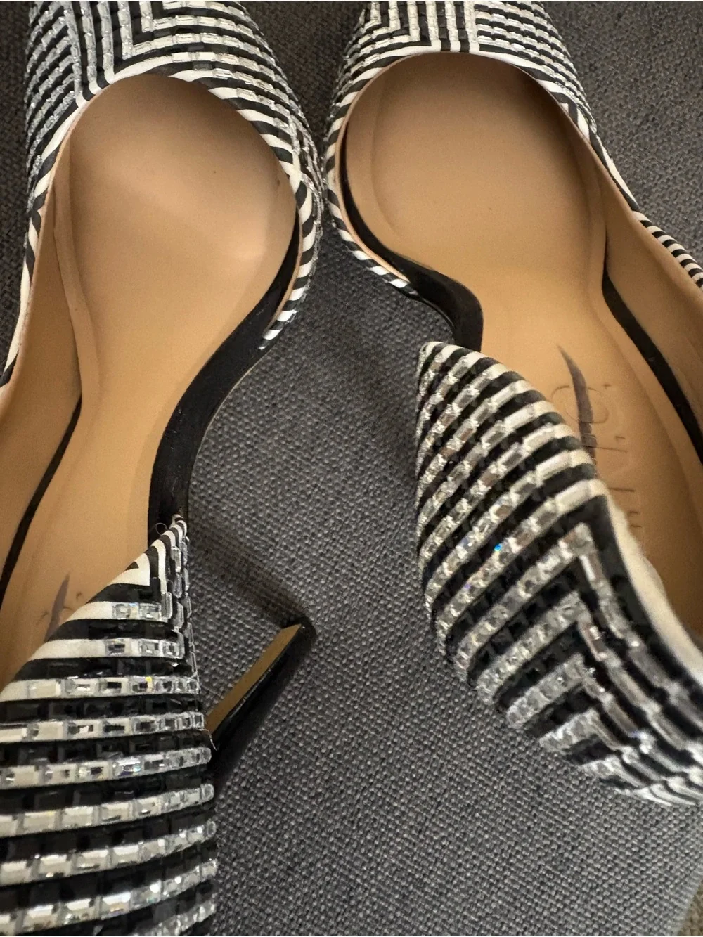INC Black and Silver Sequins Closed Toe High Heels Size 6